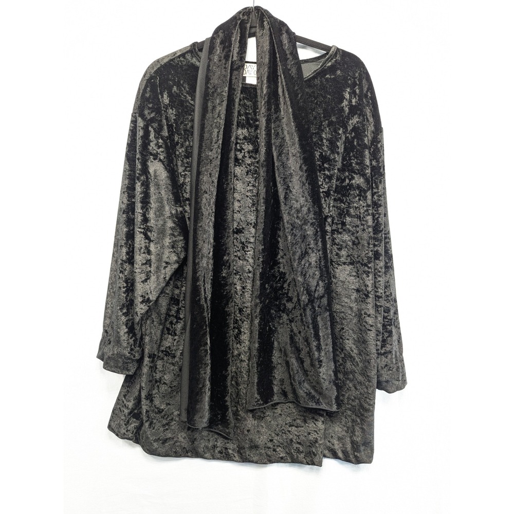Day In Day Out Black Crushed Velvet Long Sleeve Top Womens‎ Large 16-18